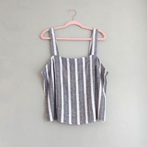 LOFT Square Neck Linen Striped Blouse